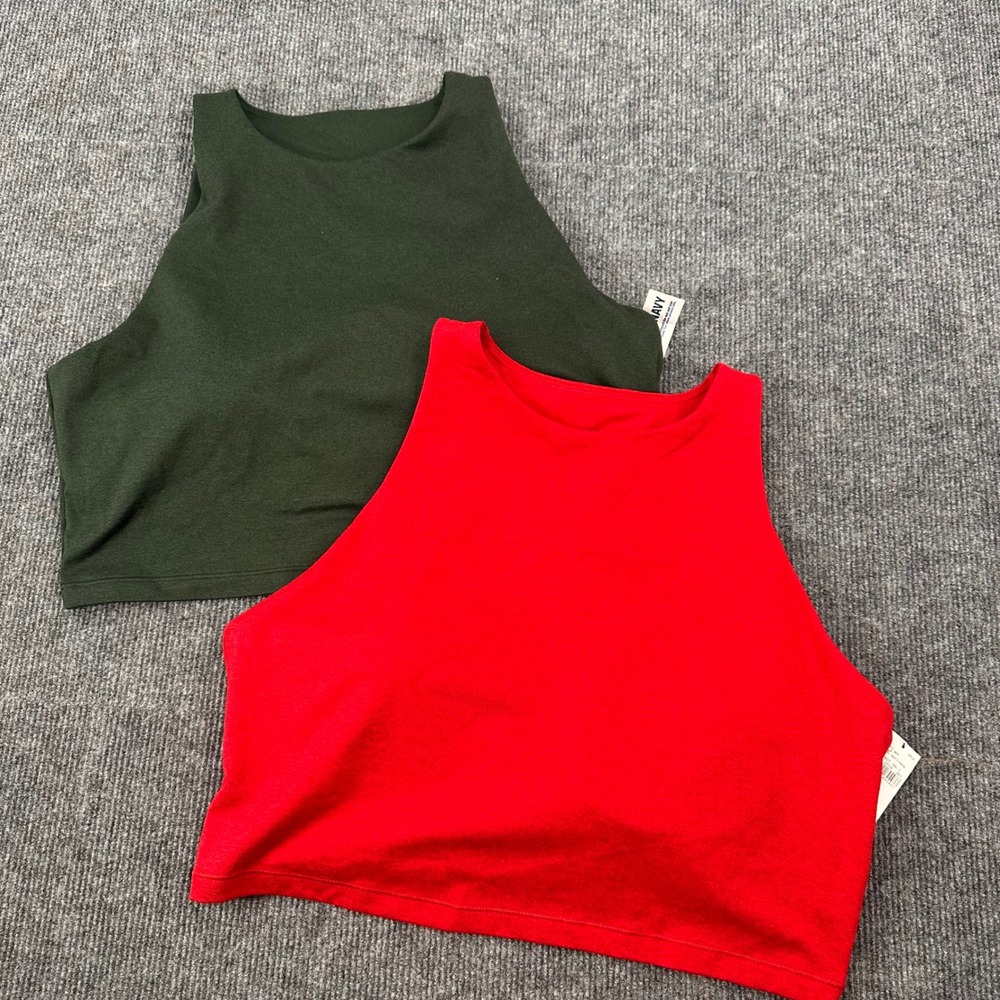 Old Navy CloudComfy Go-Dry Crop Top Women XL 2-Pack Red Green Modern Active